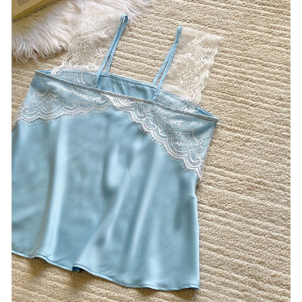 Kristal Long Pants Satin Camisole, Cute Women's Loungewear Pajama Set