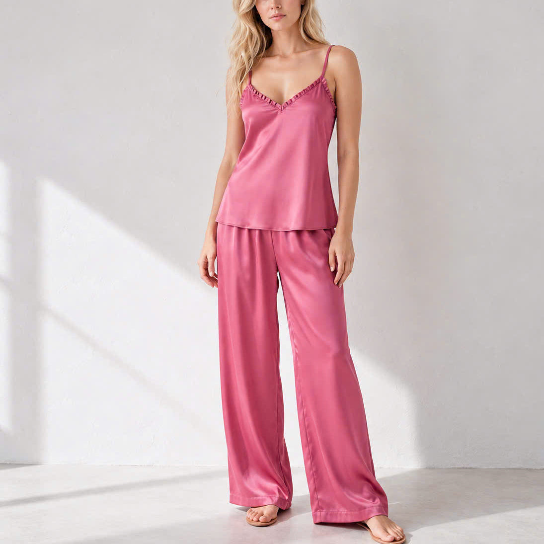 Julie Satin Cami & Pants Set – Double-Layer Top, Sleepwear & Day-to-Night Lounge Set