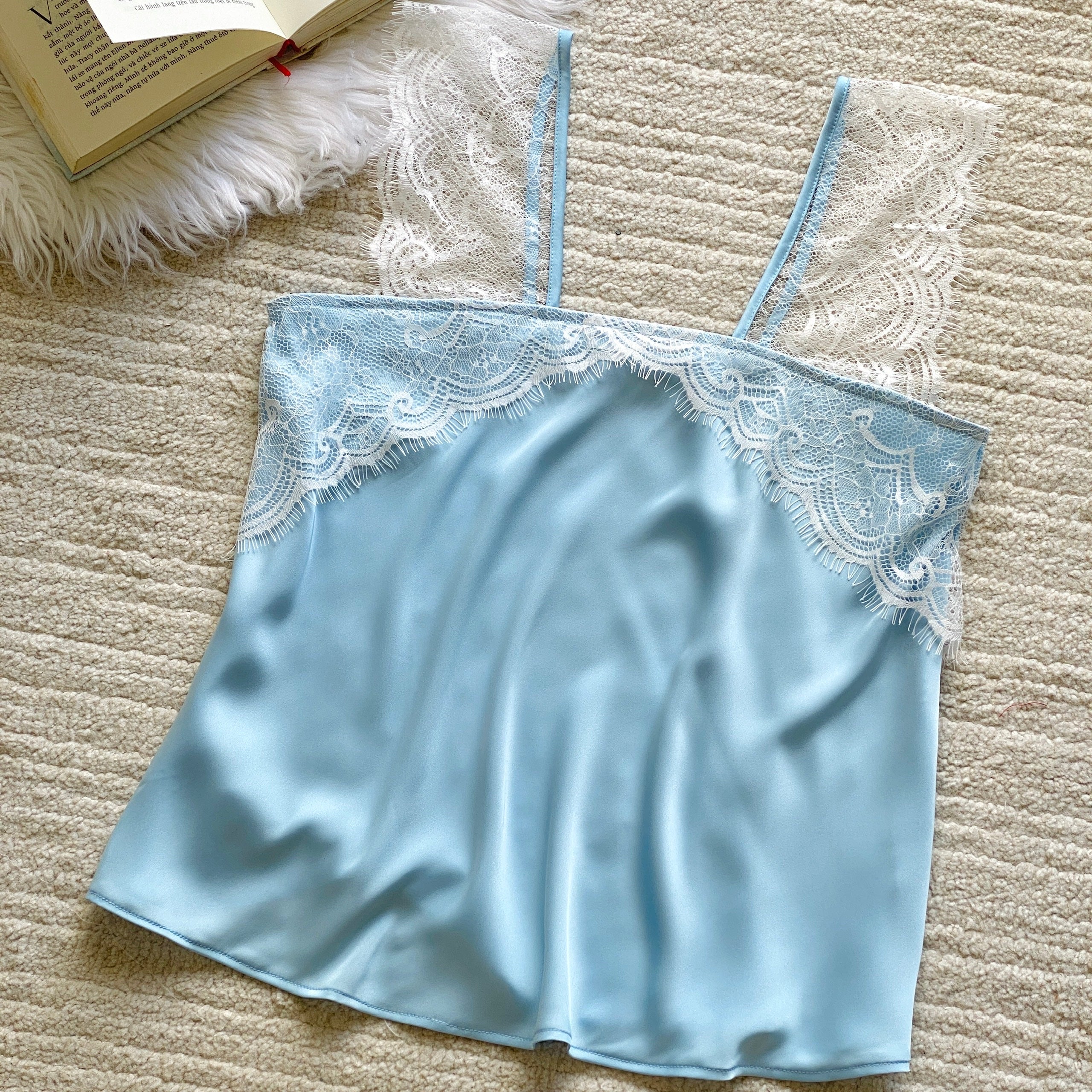 Kristal Long Pants Satin Camisole, Cute Women's Loungewear Pajama Set