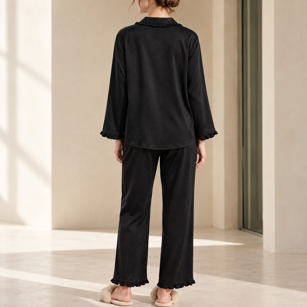 The Ruffle Pajama Set – Premium Cotton Blend Long Pajamas - Gift for Her or Mom JULI PJ