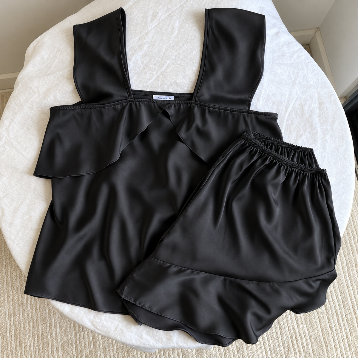 KRIS Silky Satin Pajama Set, Wide Strap Cami Shorts, Women's Loungewear, Holiday Gift for Her