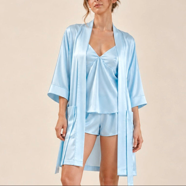 Layla Set, Women’s Satin Pajama Set – Silky Cami & Shorts Sleepwear