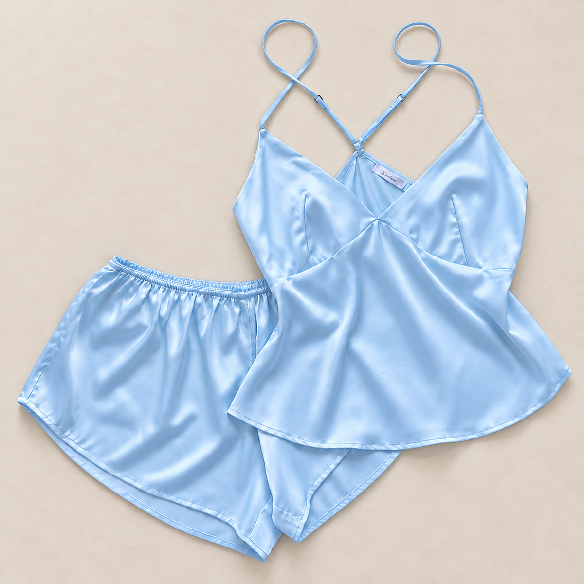 Layla Set, Women’s Satin Pajama Set – Silky Cami & Shorts Sleepwear