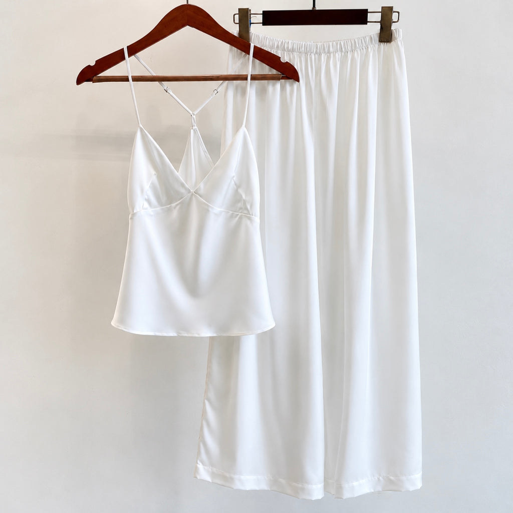 Satin Cami Pajama Set with Lace Trim | Elegant  Sleepwear Set- LAYLILSET