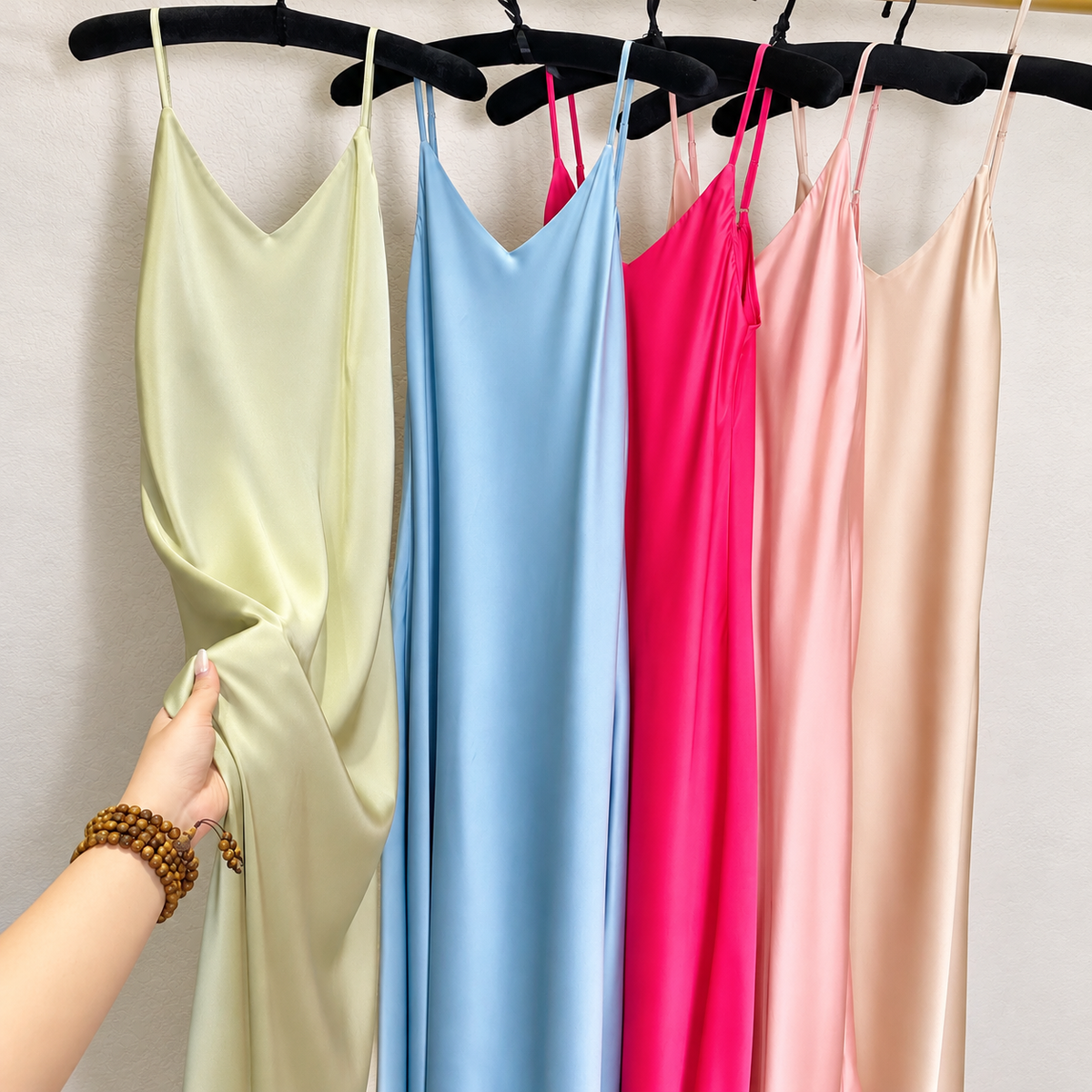 Melanie Silky Satin Maxi Slip Dress, Women Summer Cami Dress, Bridesmaid Outfit