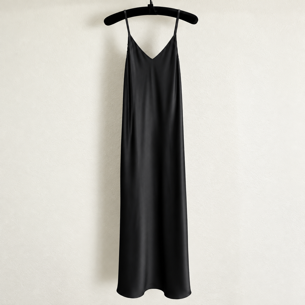 Melanie Silky Satin Maxi Slip Dress – Elegant Long Nightgown