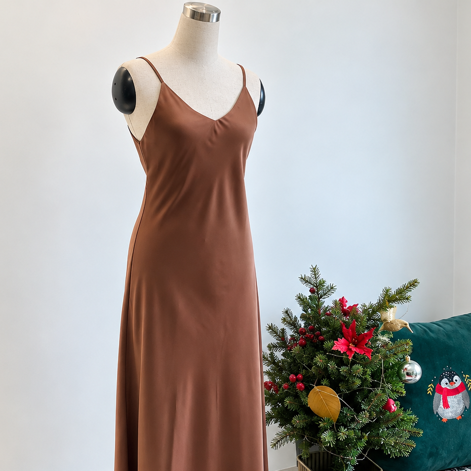 Melanie Silky Satin Maxi Slip Dress – Elegant Long Nightgown