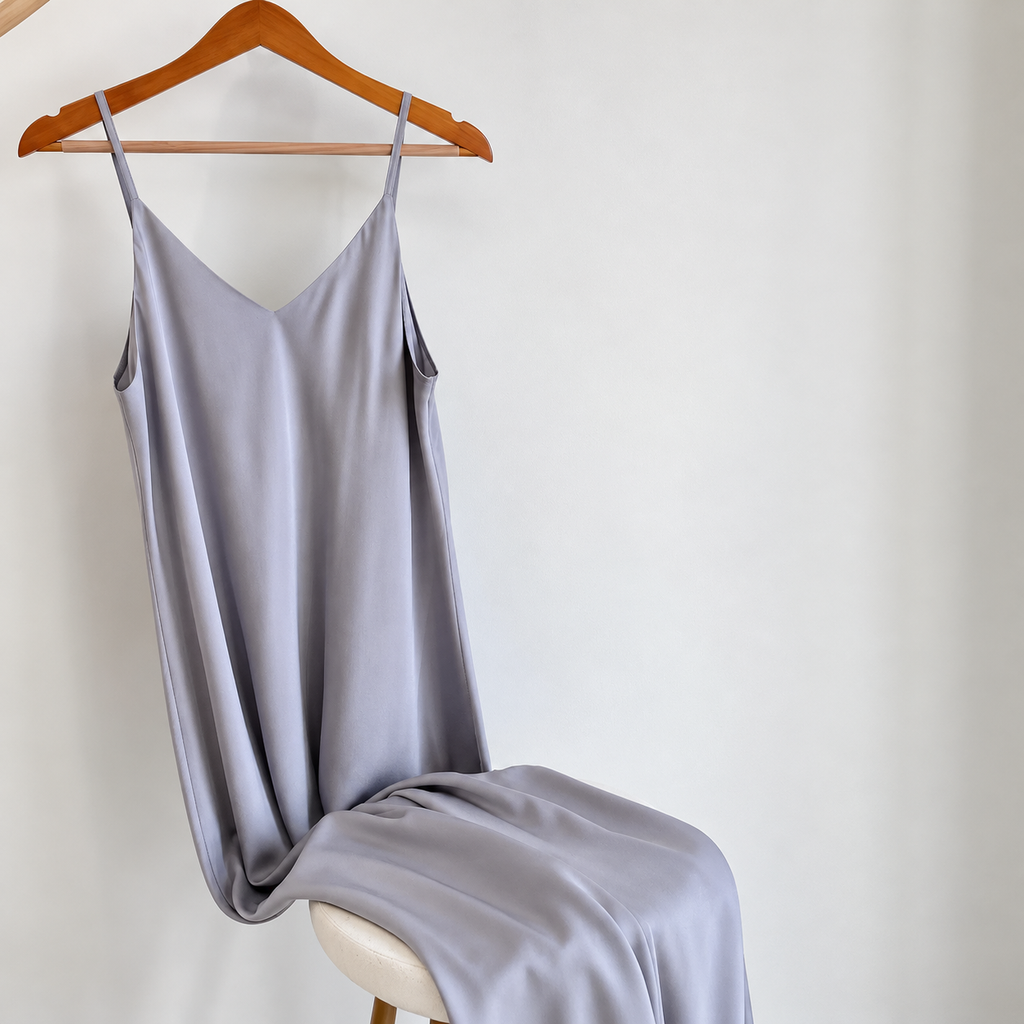 Melanie Silky Satin Maxi Slip Dress – Elegant Long Nightgown