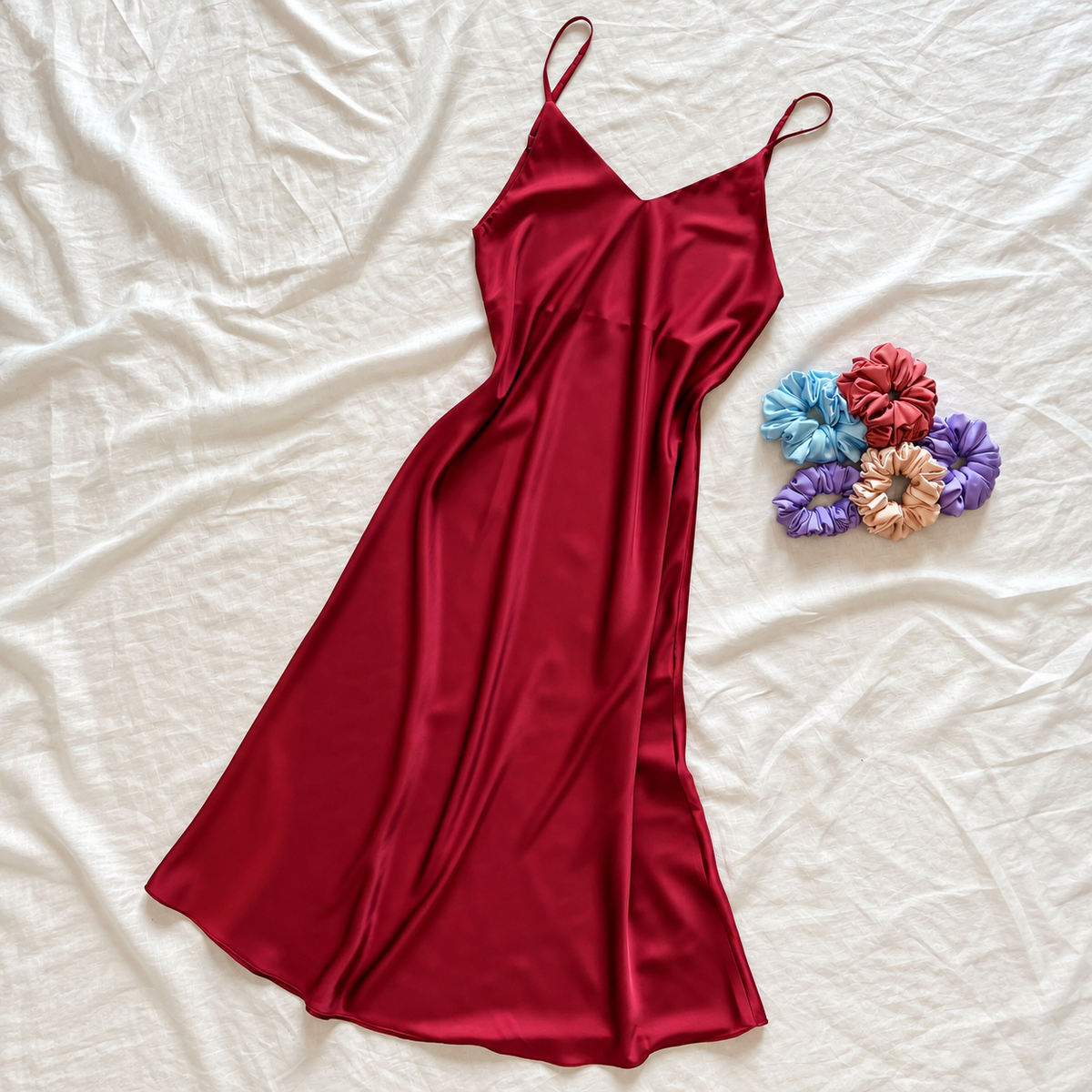 Melanie Silky Satin Maxi Slip Dress, Women Summer Cami Dress, Bridesmaid Outfit