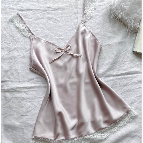 Satin Lace Cami & Wide Leg Pants Pajama Set – Silky Women’s Sleepwear