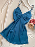 Satin Slip Dress Women's Sleepwear Bridesmaid Nightgown Kevacup1