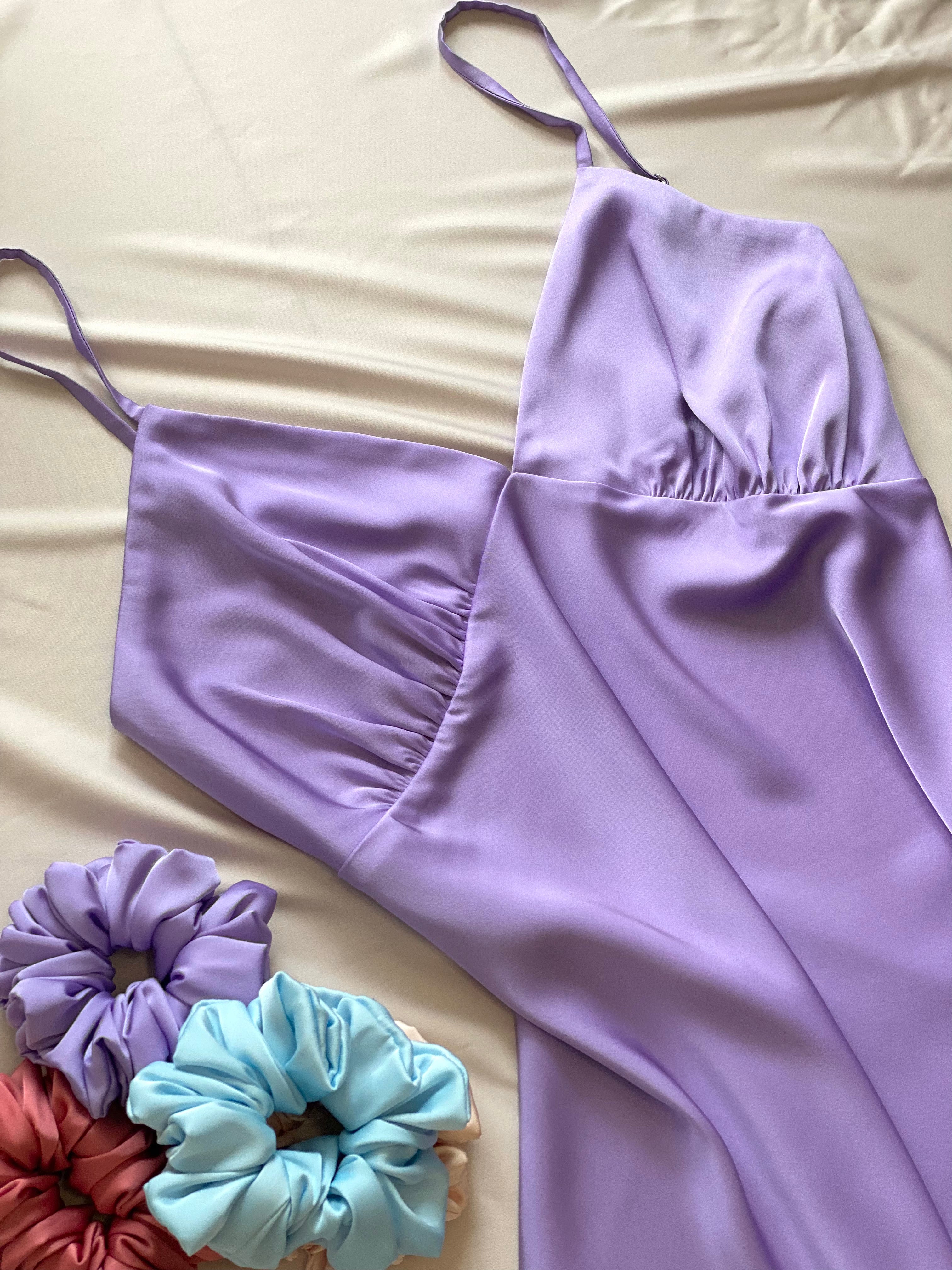 Purple Satin Slip Dress Women's Sleepwear Cami Nightgown Kevacup1