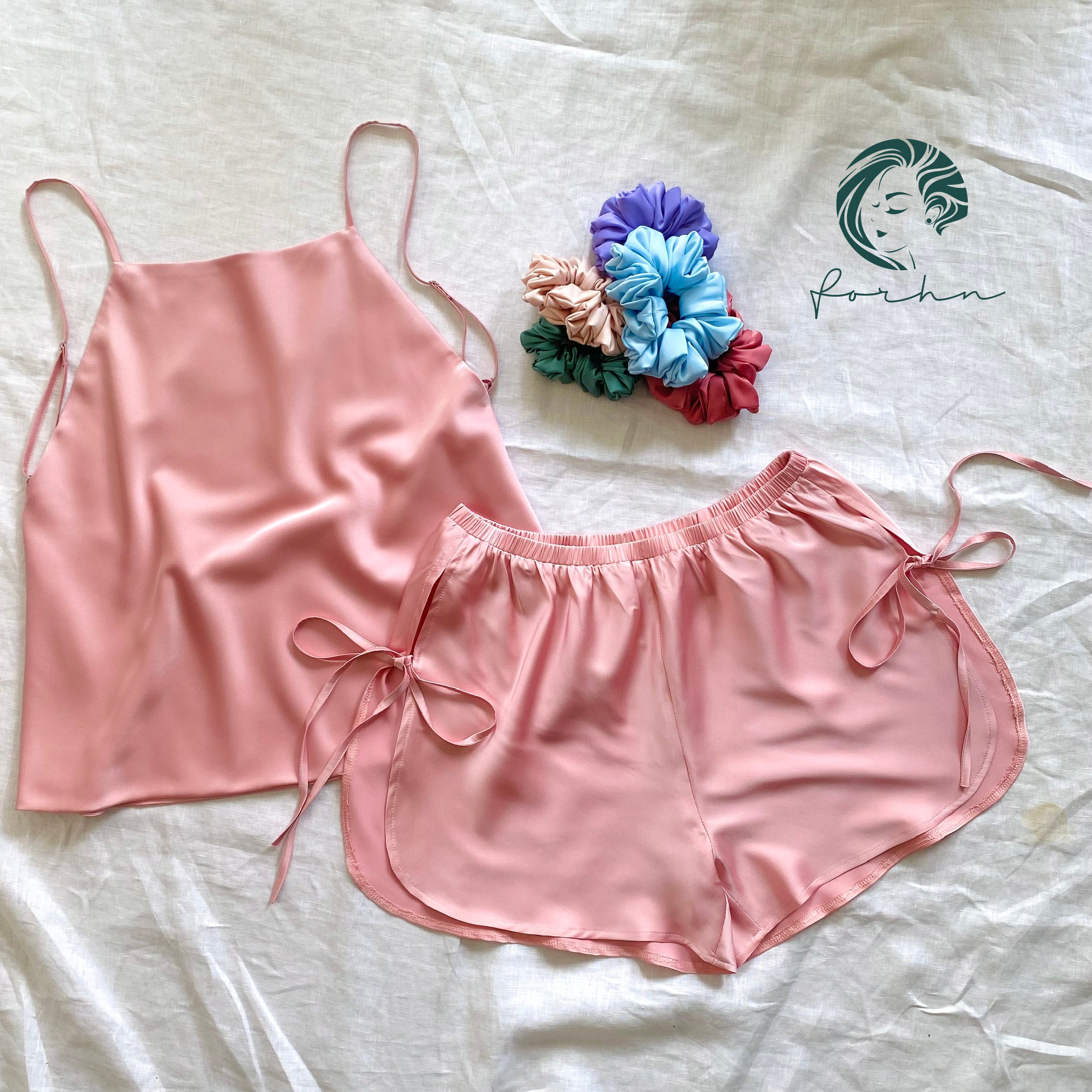 Mia Satin Lounge Set | Backless Cami & Shorts