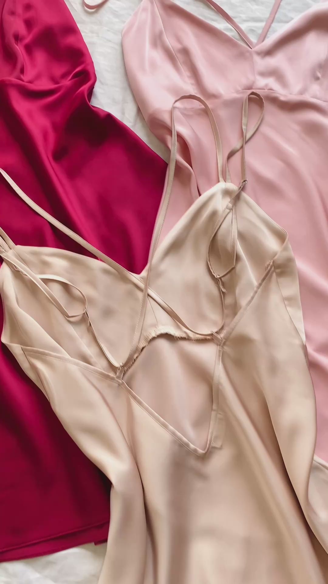 Gold Silky Cami Nightgown, Satin Backless Dress, Sexy Sleepwear, CUP2
