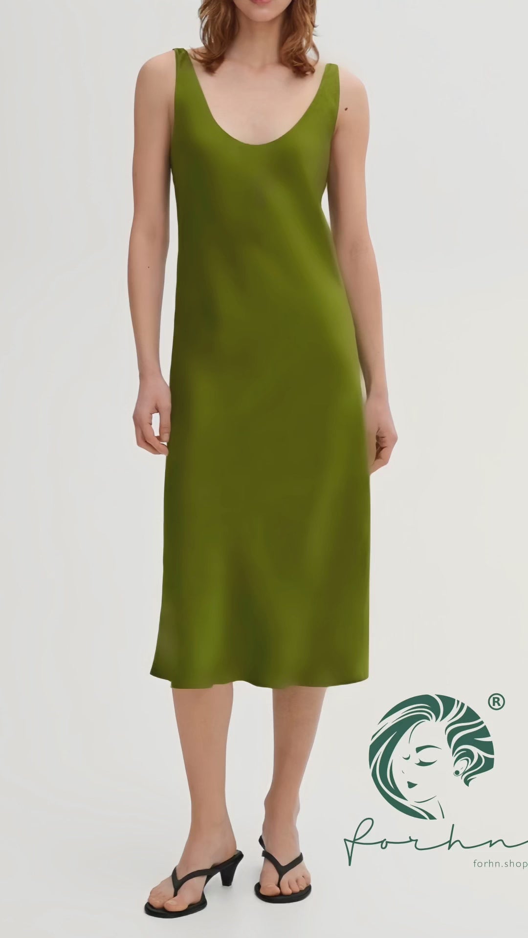 Eudora Midi Slip Dress, Scoop Neck, Bridal Party Dress