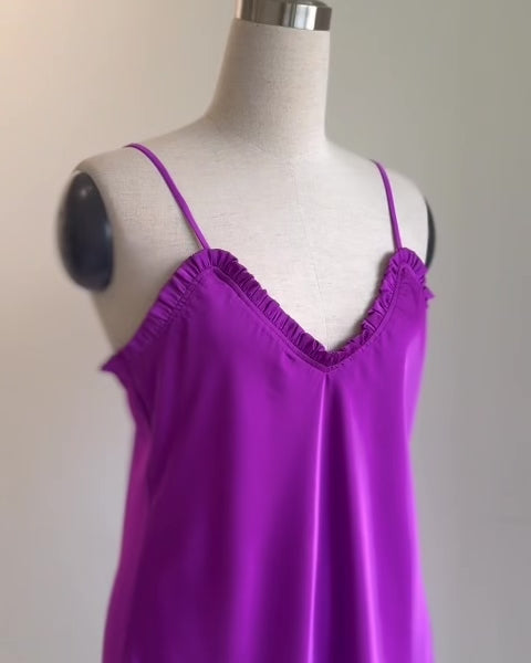 Violet Silky Mini Dress Custom Colors Date Night Outfit Romantic Sleepwear ANA