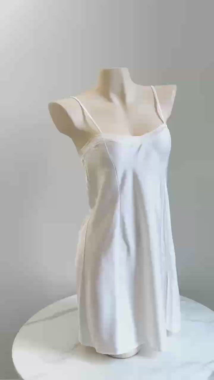 White Satin Slip Dress, Bridal Nightdress, Bridesmaid Gift, Honeymoon Sleepwear MERCY Dress