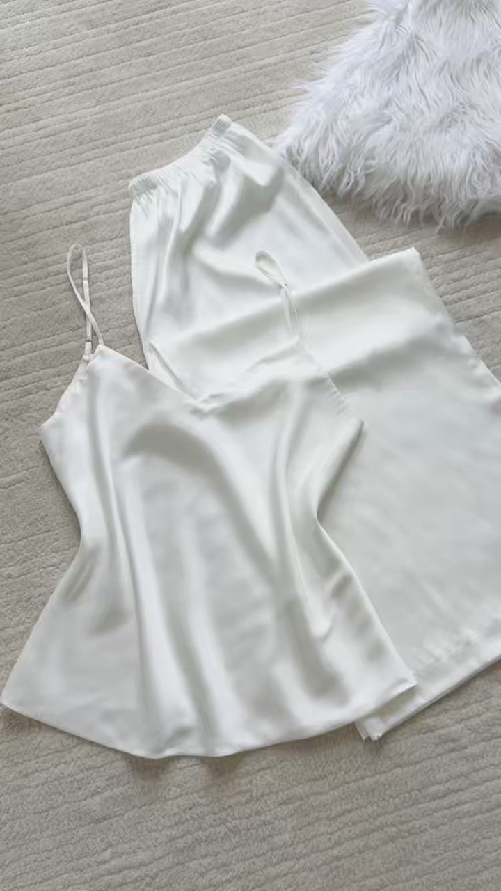 Satin Cami And Pants Pajama Set , Pajama Loungewear, Bridal Sleepwear