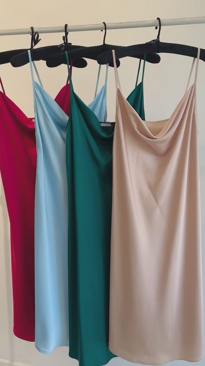 Satin Midi Slip Dress Cowl Neck, Women's Sleepwear DRDO2