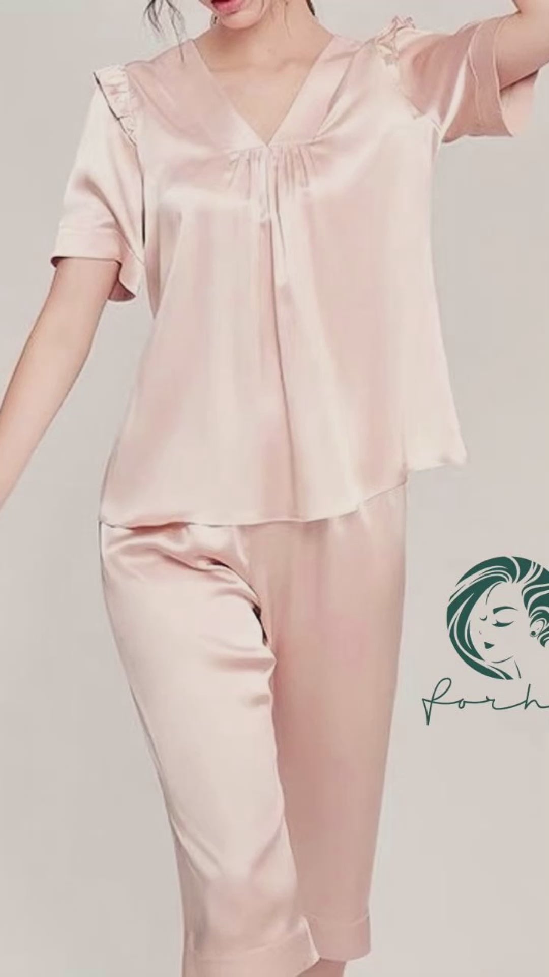 Satin Pajama Set, Long Sleeve Silky Sleepwear, Joly Set