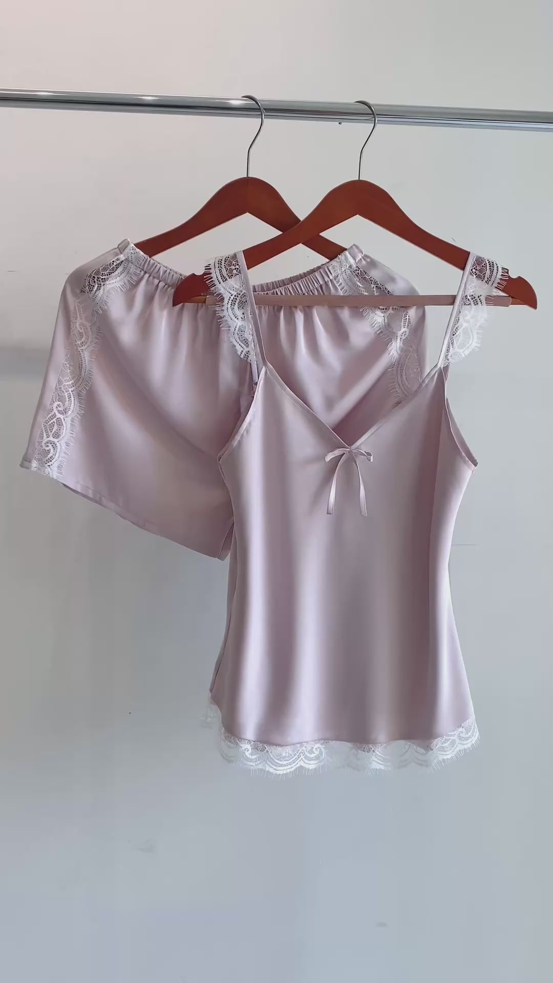White Lace Satin Pajama Set, Bride Cami & Shorts, Bridal Shower Gift, EIRA Set