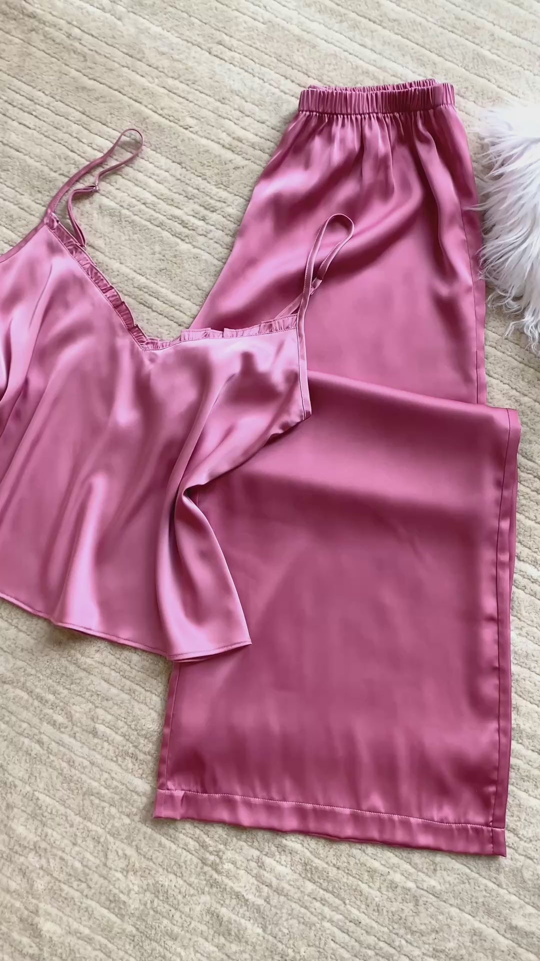 Satin Cami Long Pants Set Women, Bridal Sleepwear, Loungewear Pajama Set MixJulie