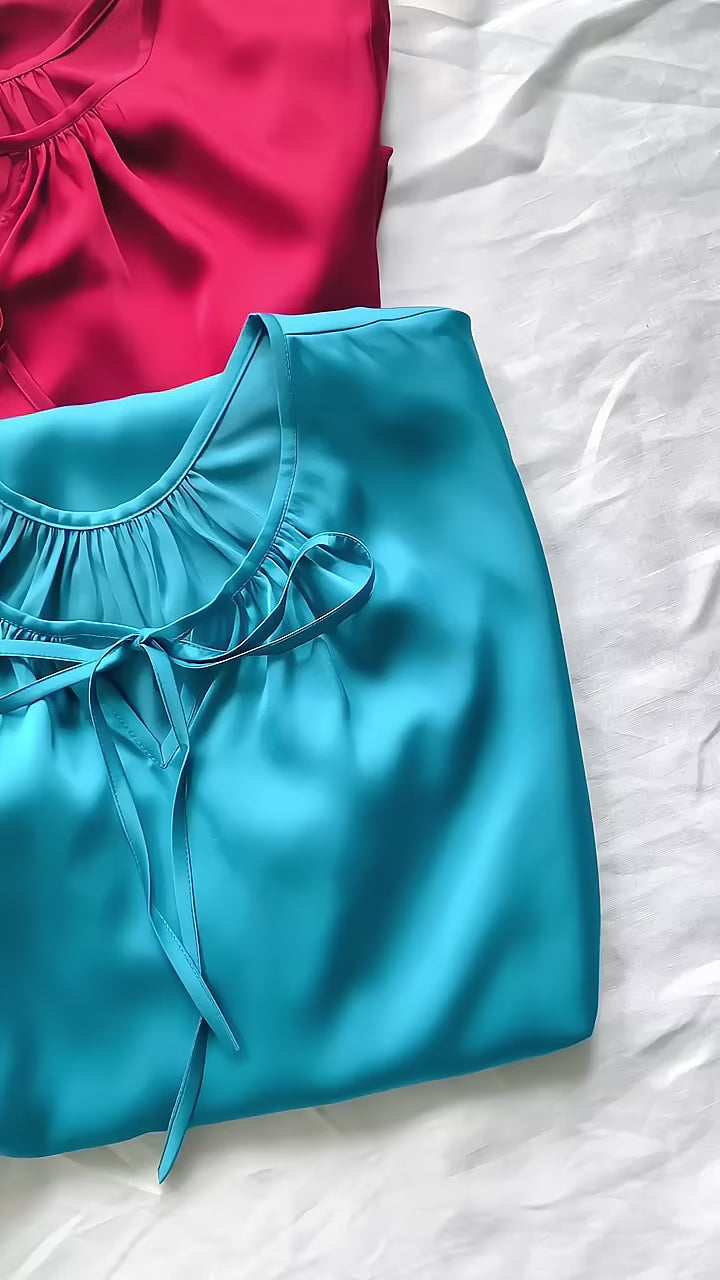 Moonla Ruffle Sleeve Nightgown, Romantic Satin Dress, Feminine Sleep Dress