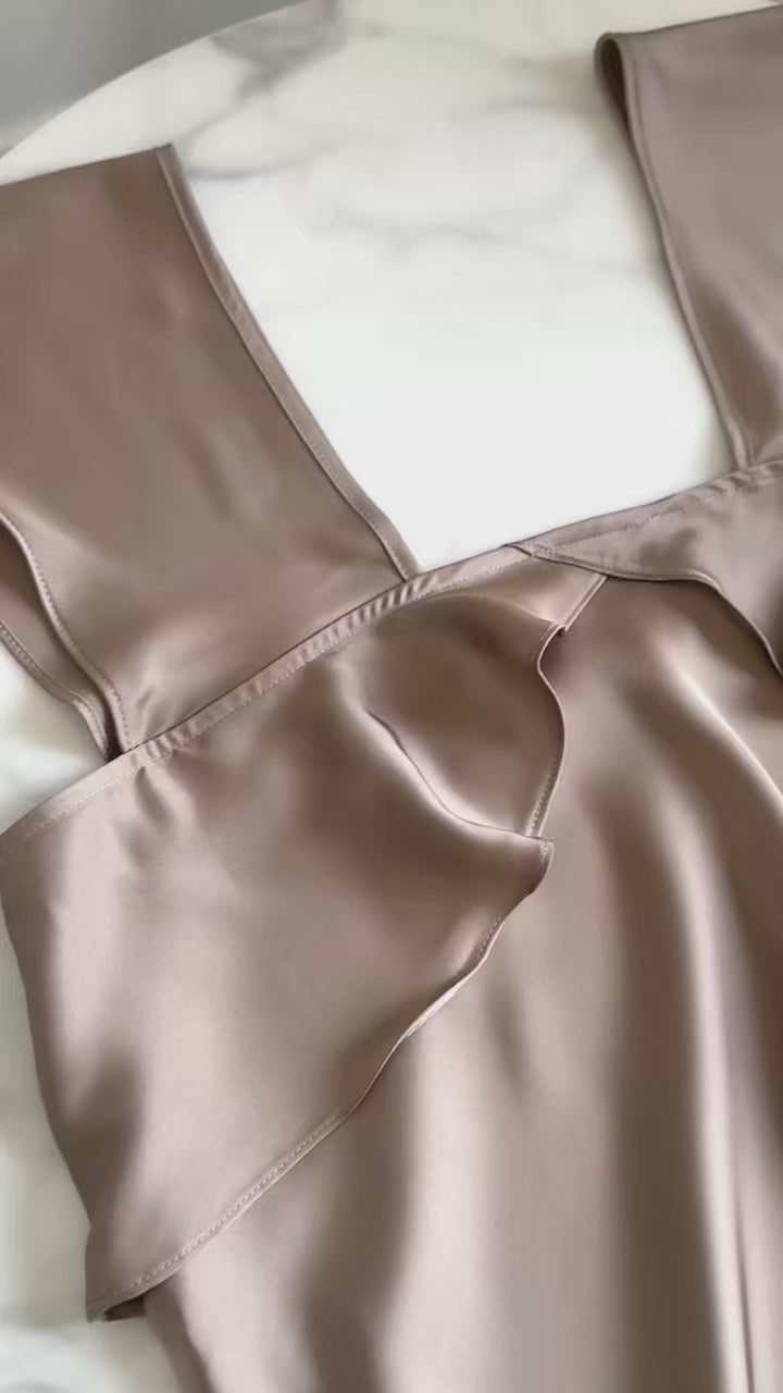 Pearl Beige Satin Cami & Shorts Set, Silky Loungewear, Bridesmaid Gift, Kris