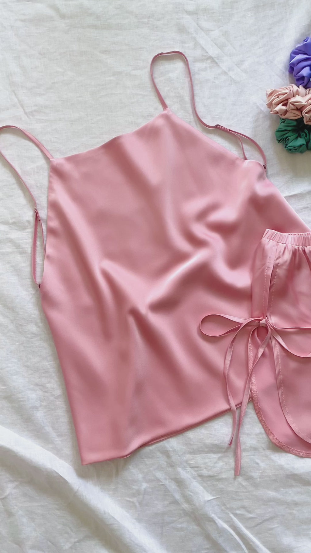 Mia Satin Lounge Set | Backless Cami & Shorts