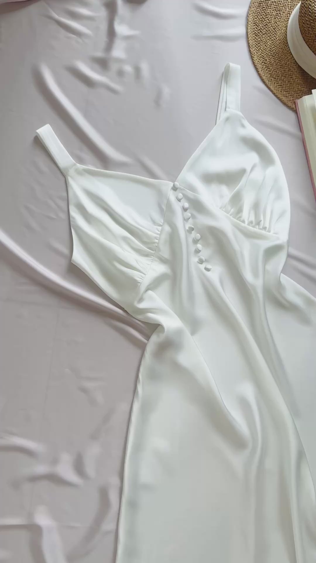 Satin Midi Slip Dress, Bias Cut Nightgown, Neutral Pink Slip Dress, Muse Dress