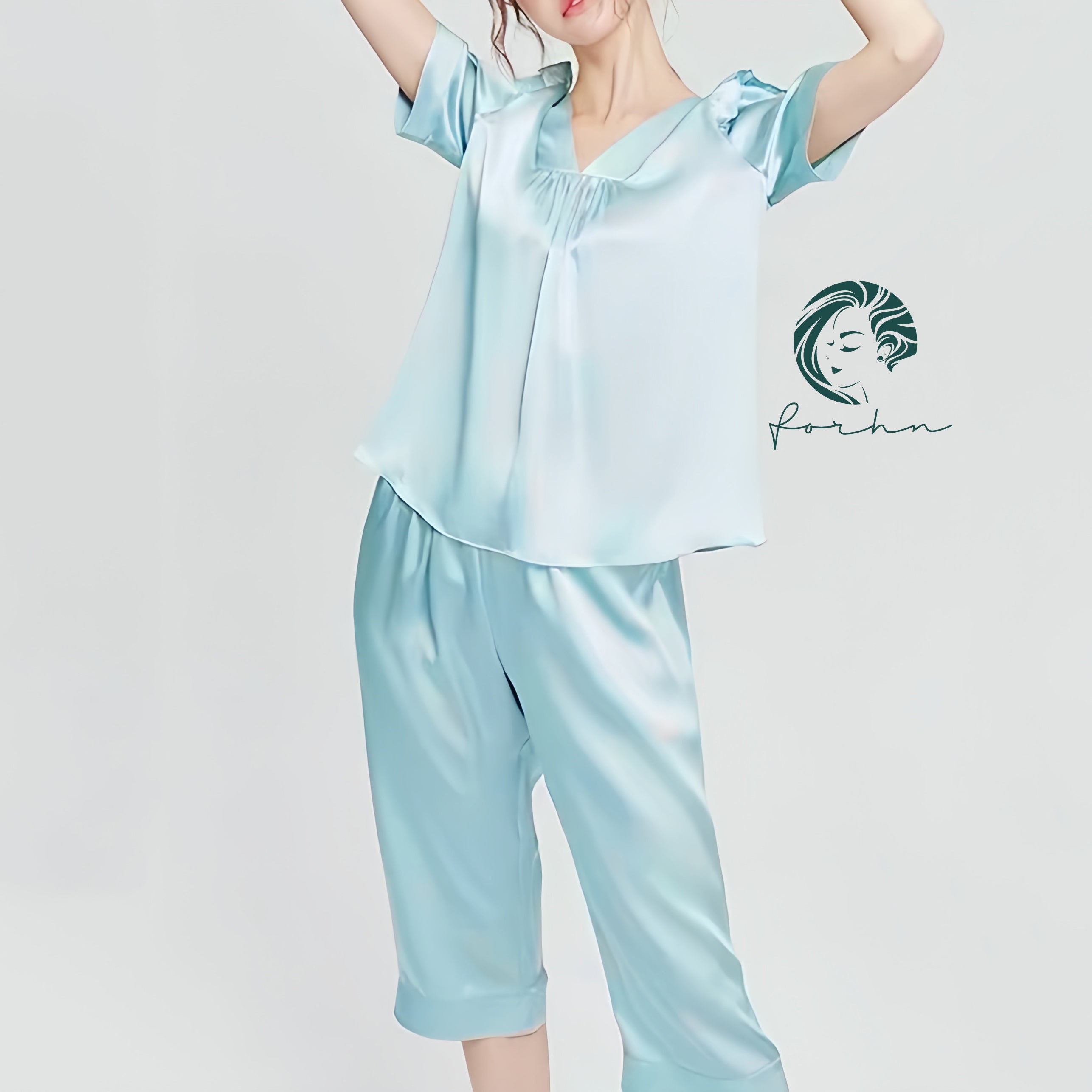 Satin Pajama Set, Long Sleeve Silky Sleepwear, Joly Set