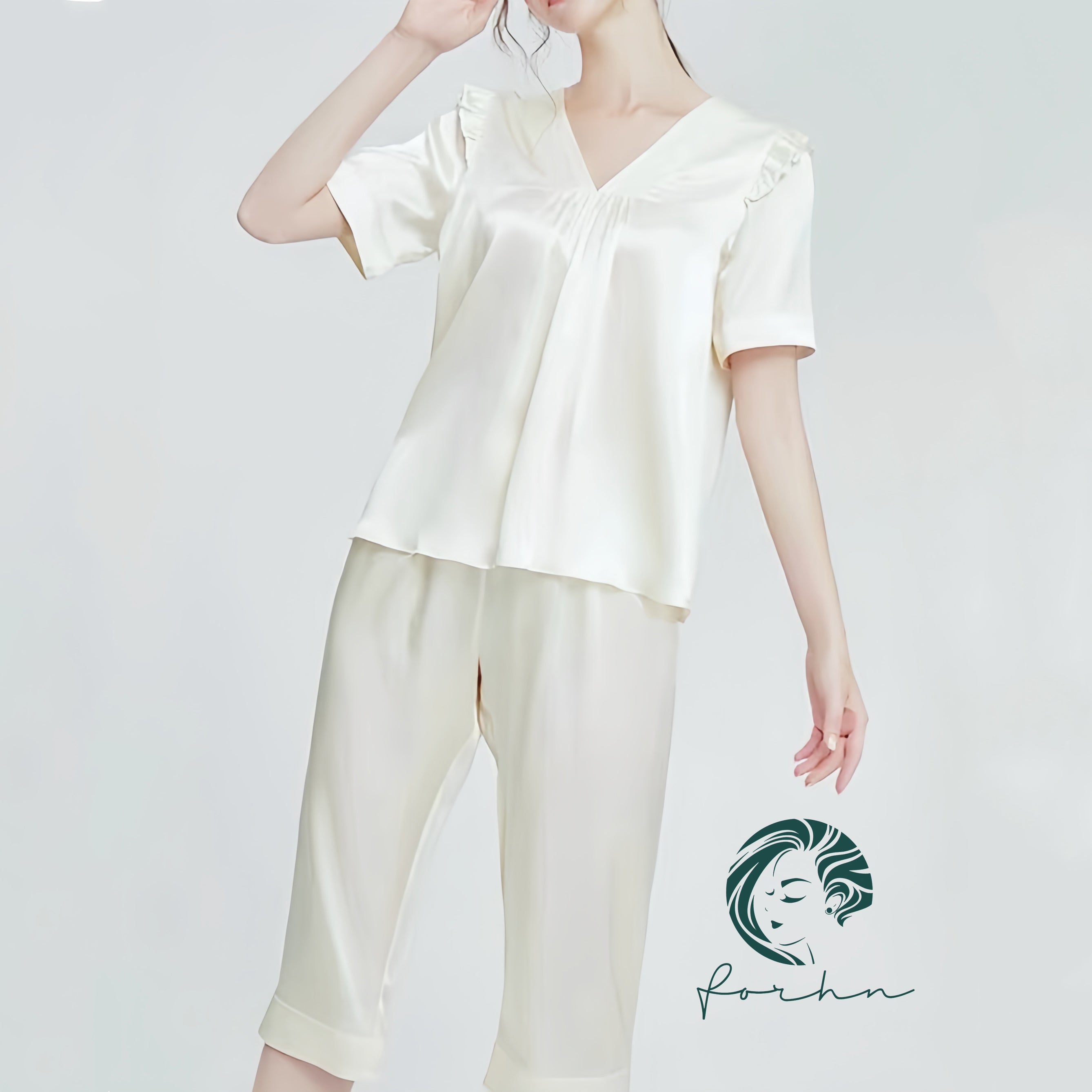 Satin Pajama Set, Long Sleeve Silky Sleepwear, Joly Set