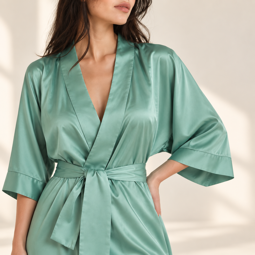 Romantic Satin Slip Dress & Robe  - RobeCup01