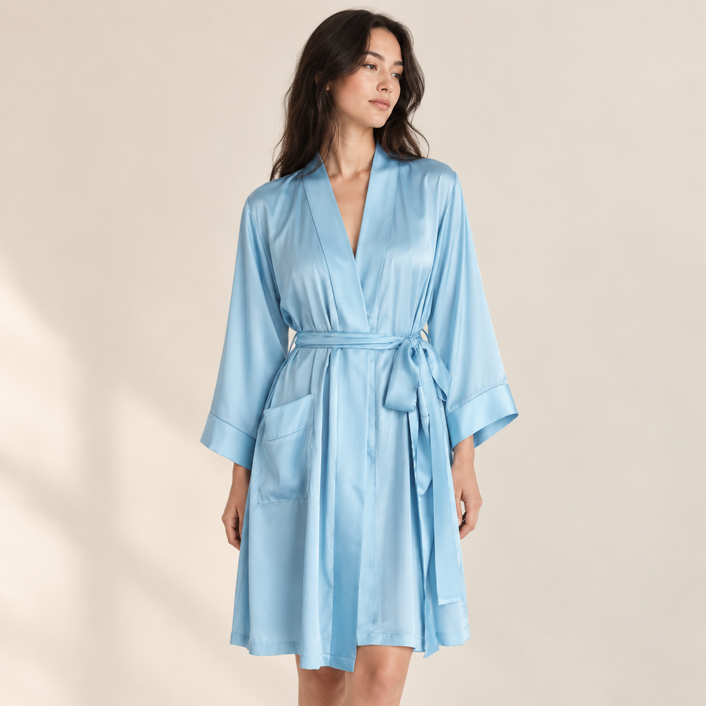 Romantic Satin Slip Dress & Robe  - RobeCup01