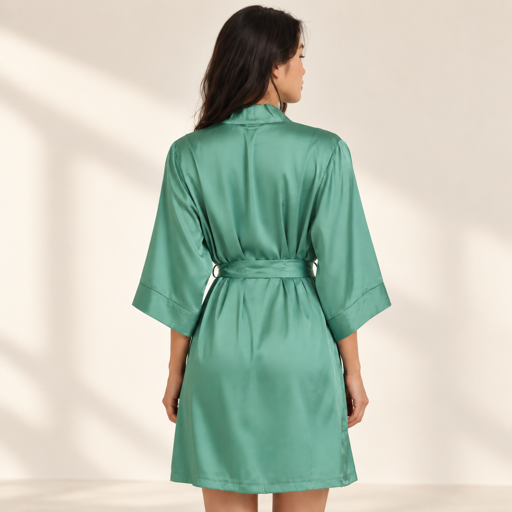 Romantic Satin Slip Dress & Robe  - RobeCup01