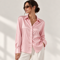 Pink Sparkle Strip- Women’s Relaxed Button Down Blouse– Satin Skirt