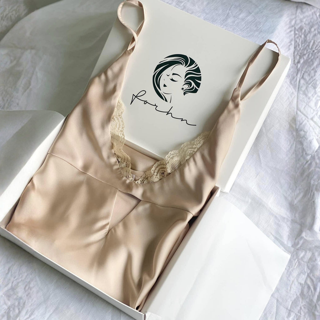 White Satin Lace Slip Dress Can Custom Colors Romantic Gift For Her MISO