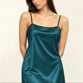 Contrast Trim Satin Maxi Nightgown – Relaxed Fit Sleep Dress, Holiday Gift for Her - TAYTHI Dress