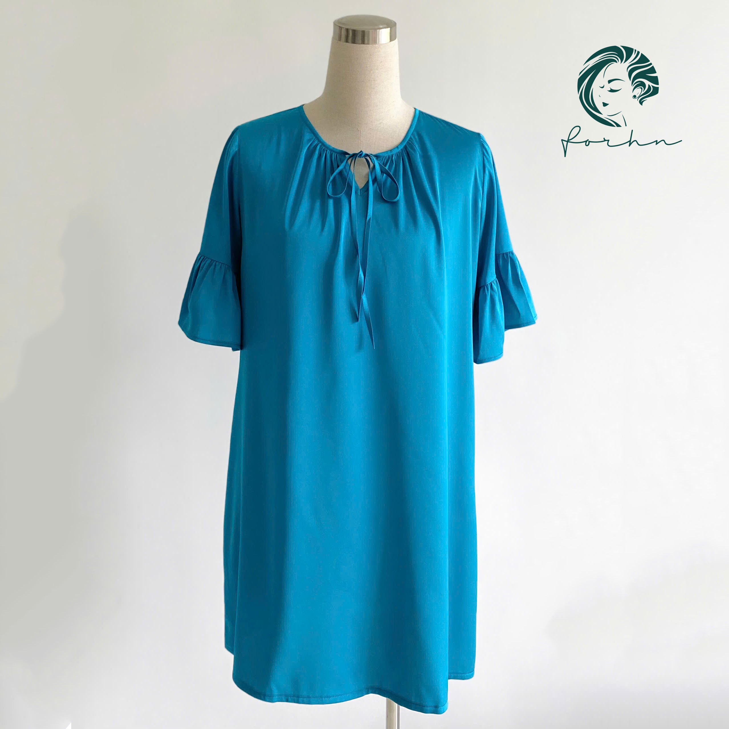 Moonla Ruffle Sleeve Nightgown, Romantic Satin Dress, Feminine Sleep Dress