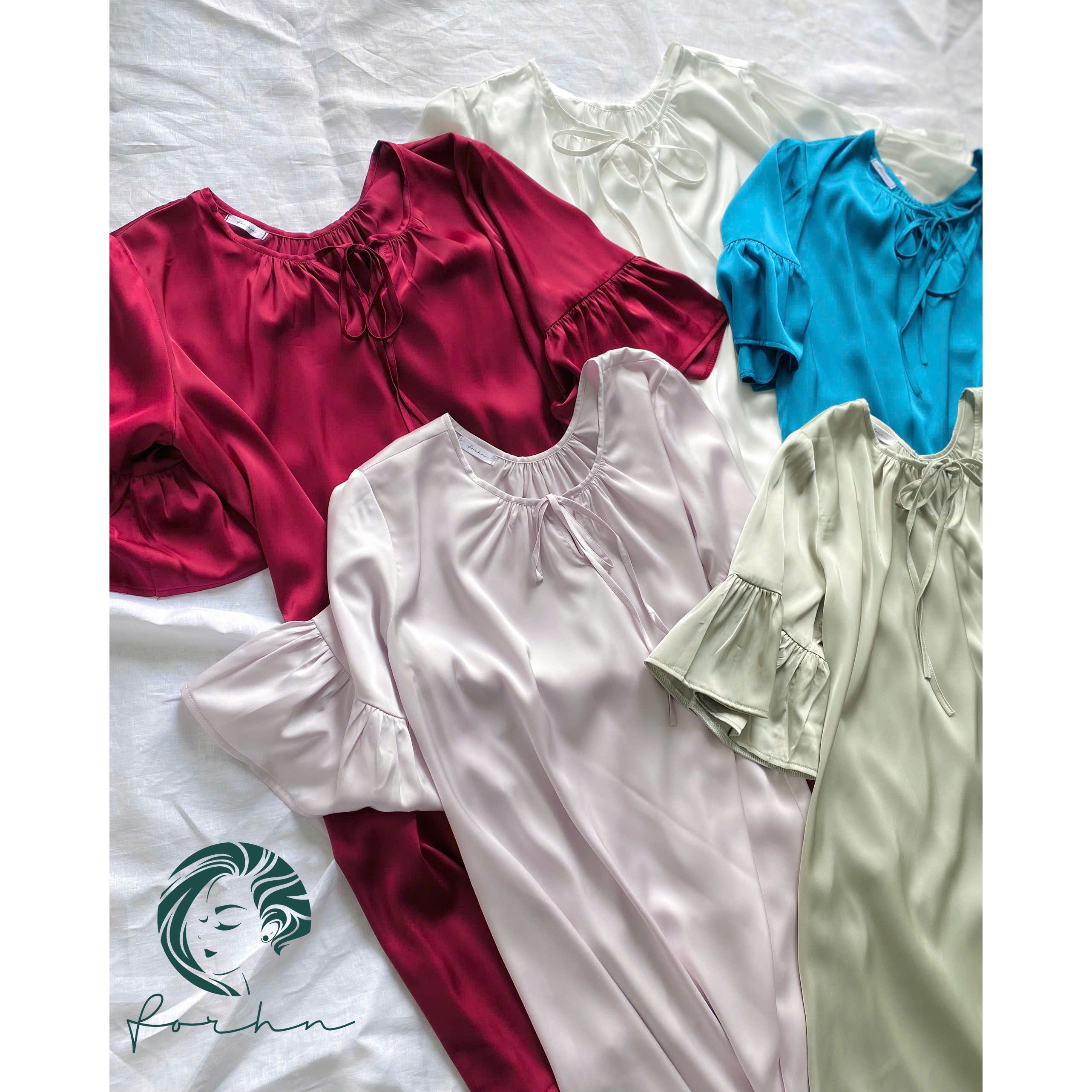 Moonla Ruffle Sleeve Nightgown, Romantic Satin Dress, Feminine Sleep Dress