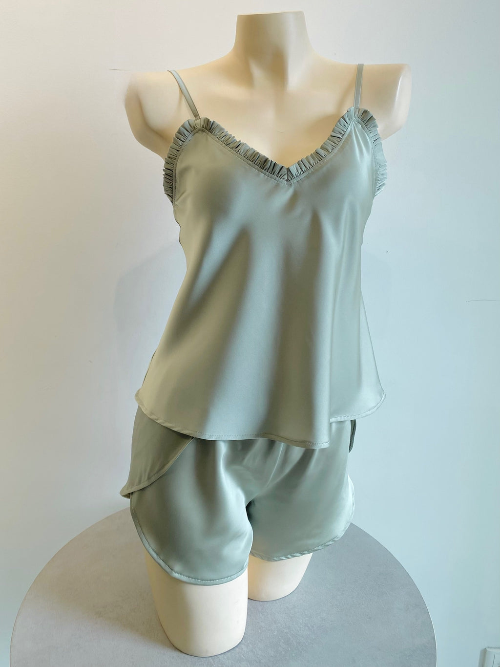 Satin Camisole Set: White, Olive Green, SANA Set
