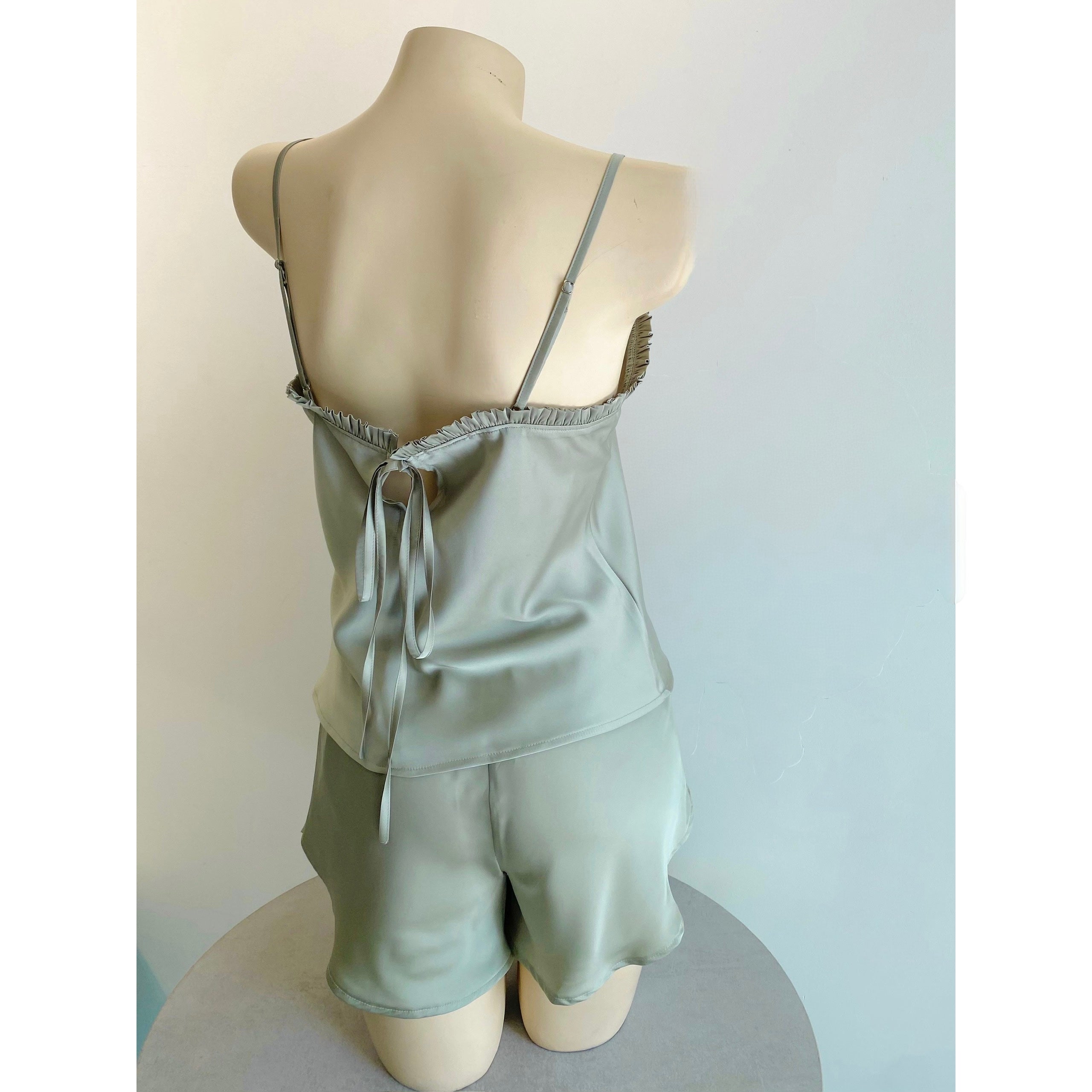 Satin Camisole Set: White, Olive Green, SANA Set