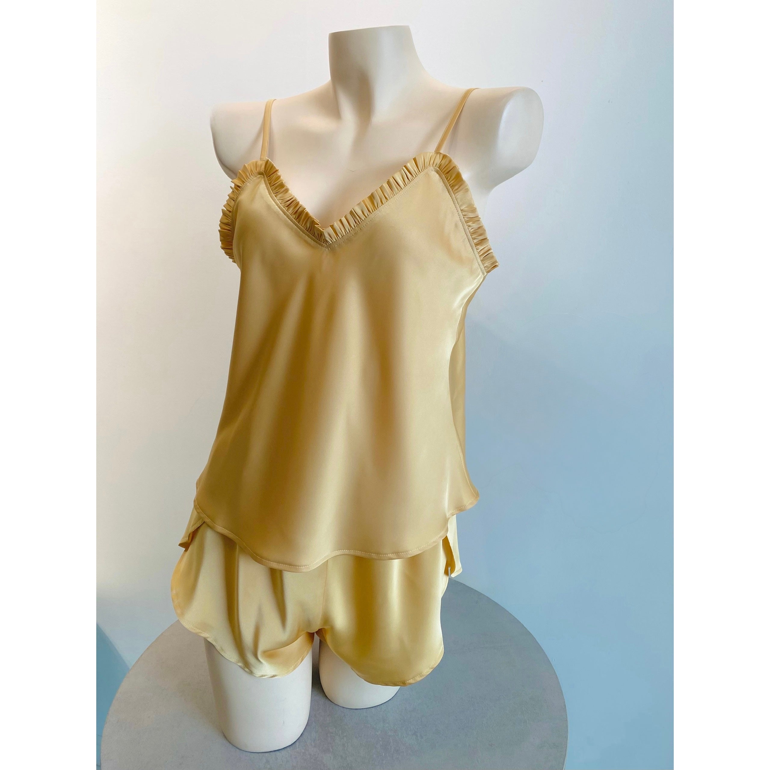 Satin Camisole Set: White, Olive Green, SANA Set