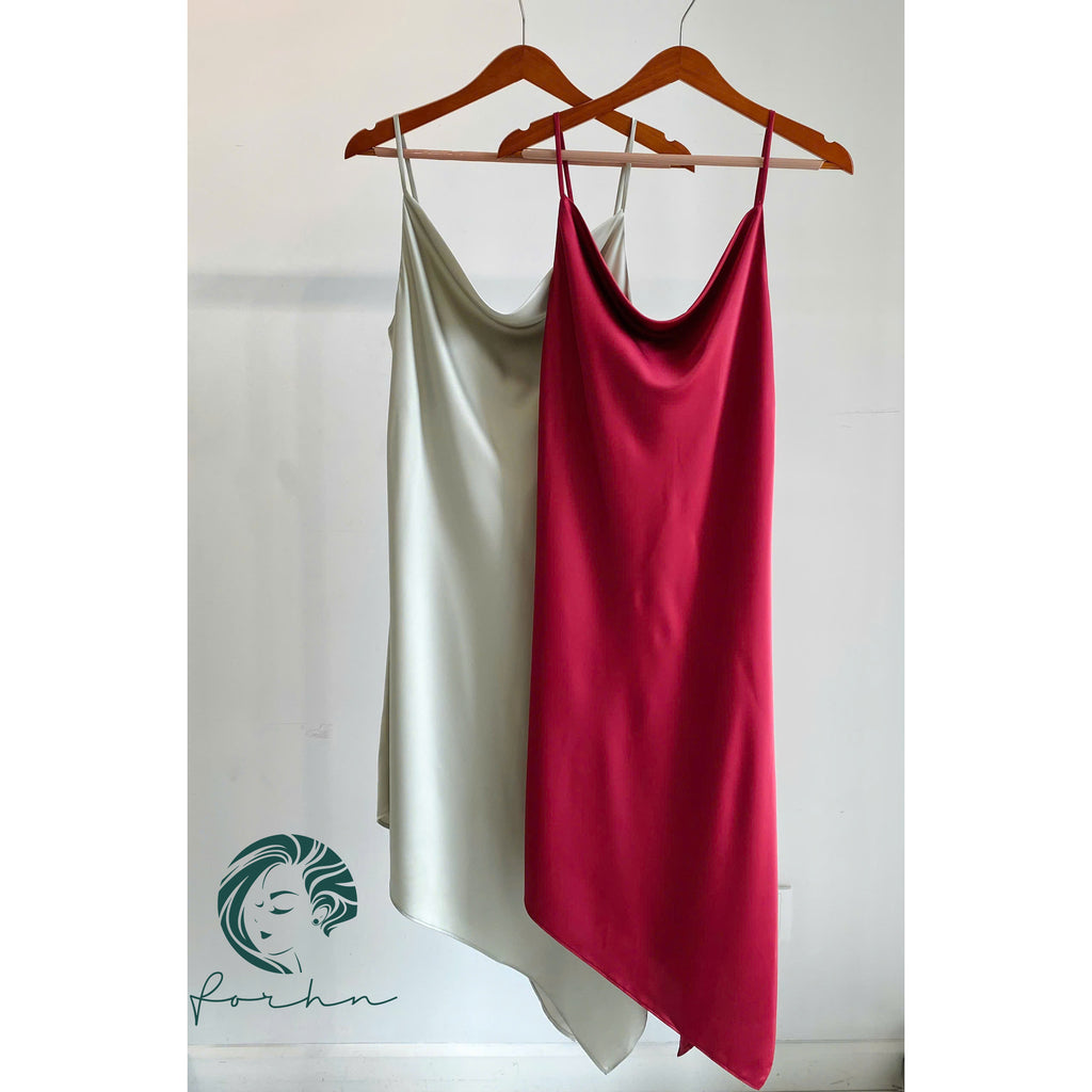 Karina Satin Maxi Dress, Cowl Neck & Open Back Silky Long Dress Date Night Outfit