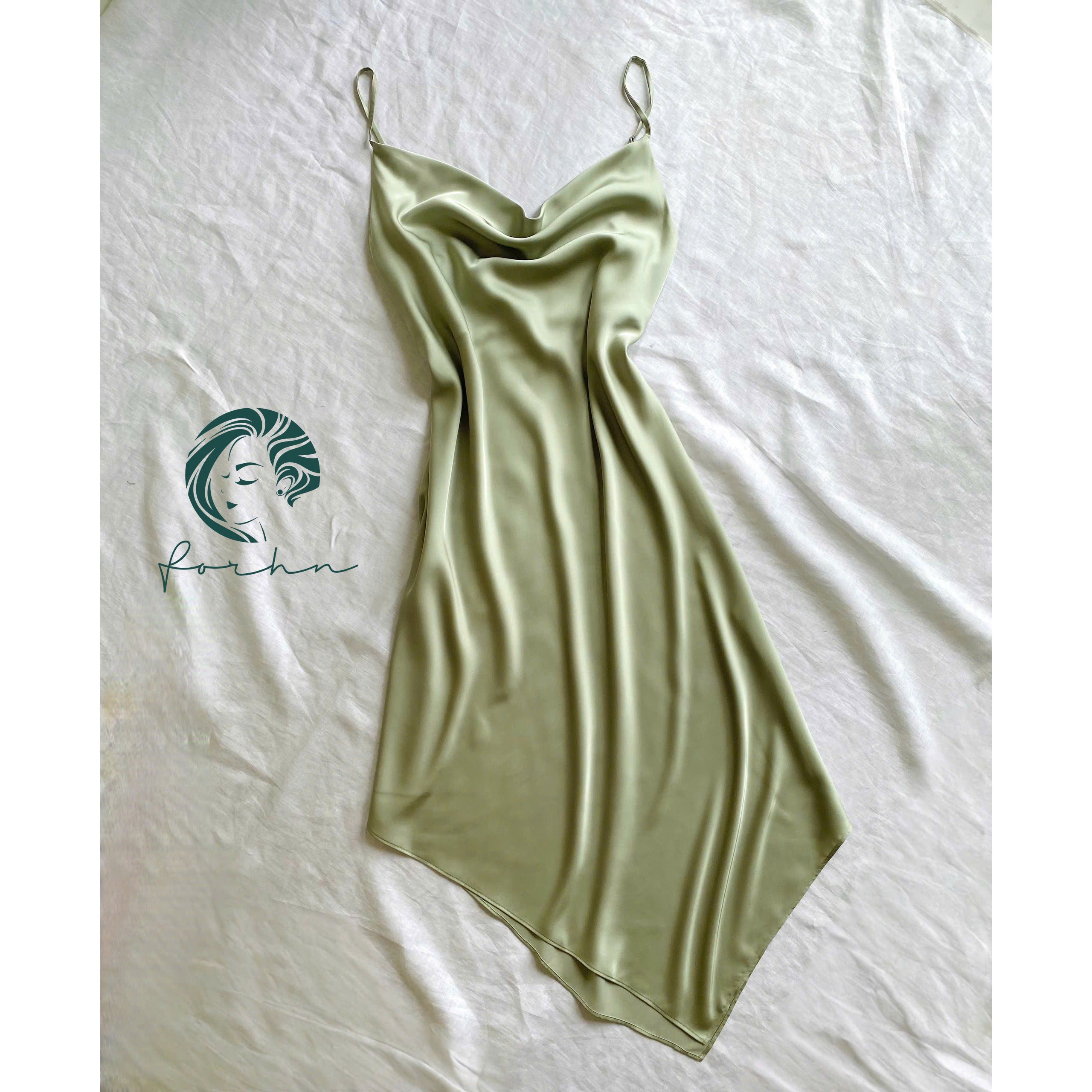 Karina Satin Maxi Dress, Cowl Neck & Open Back Silky Long Dress Date Night Outfit