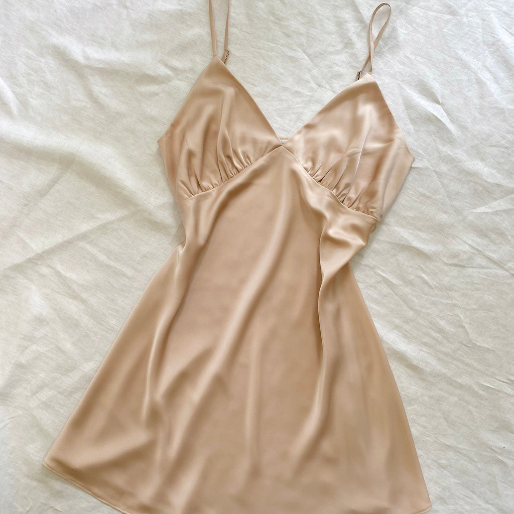 CUP1 Satin Mini Slip Dress, Silky Nightgown, Romantic Sleepwear, Holiday Gift for Her, Handmade