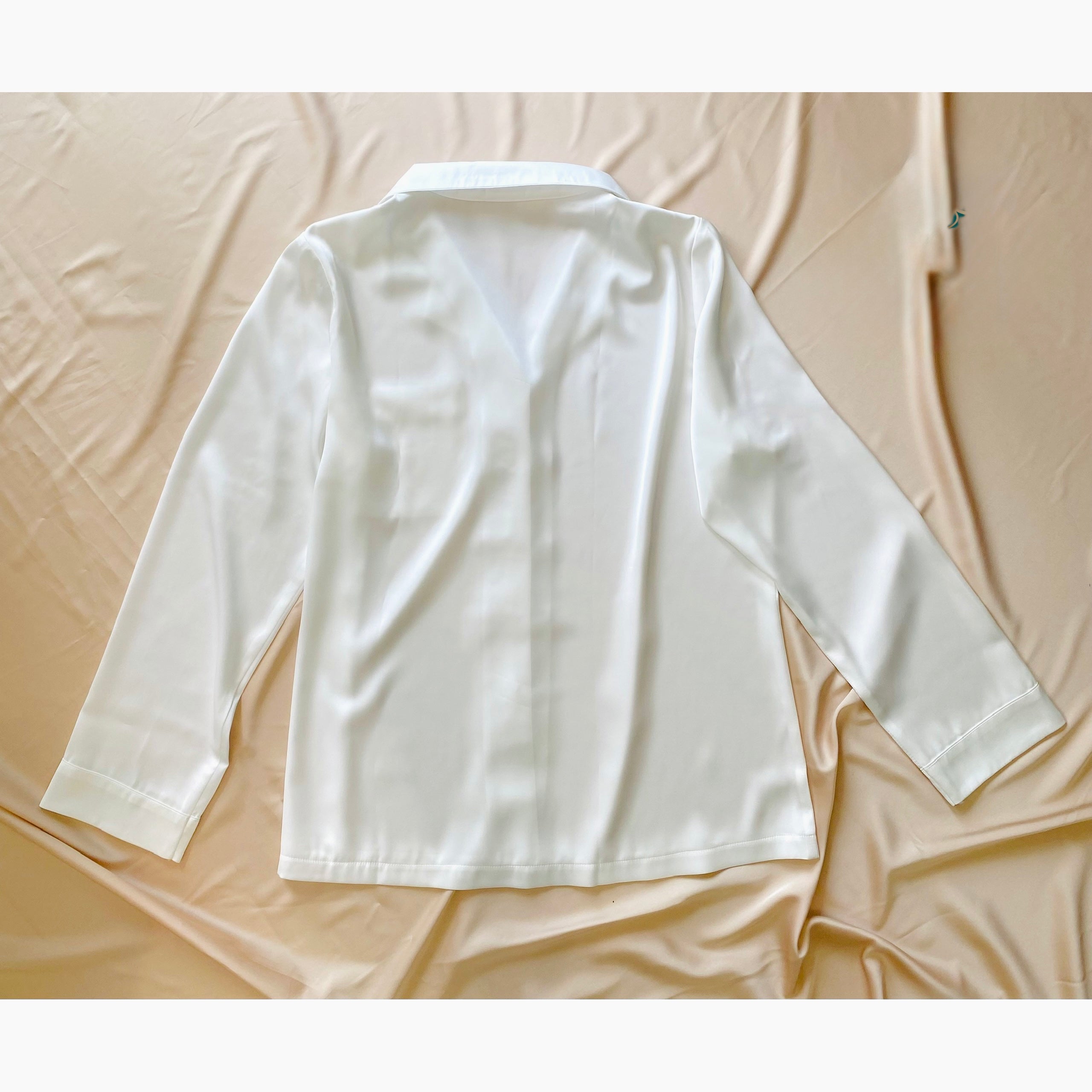 White Satin Pajamas Set Bridal Long Sleeve Top And Shorts PJ
