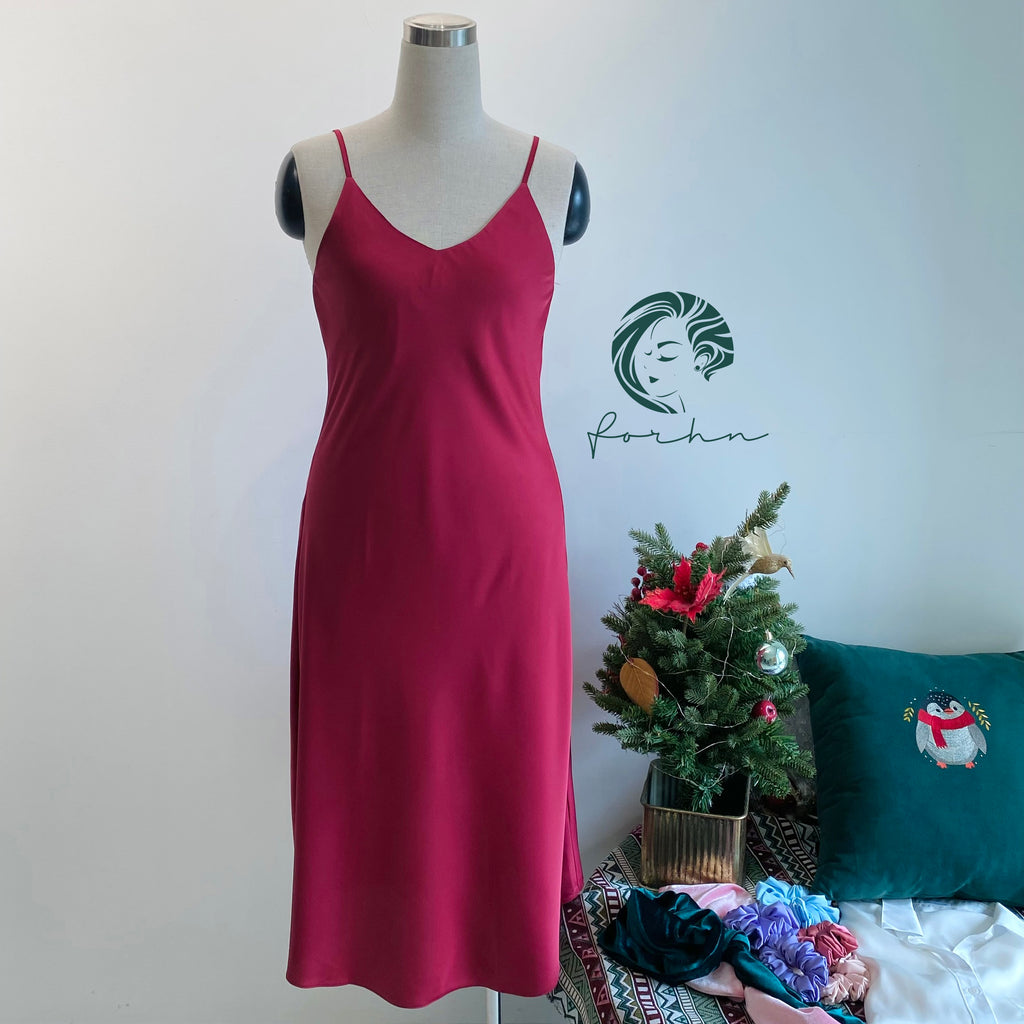Melanie Silky Satin Maxi Slip Dress, Women Summer Cami Dress, Bridesmaid Outfit