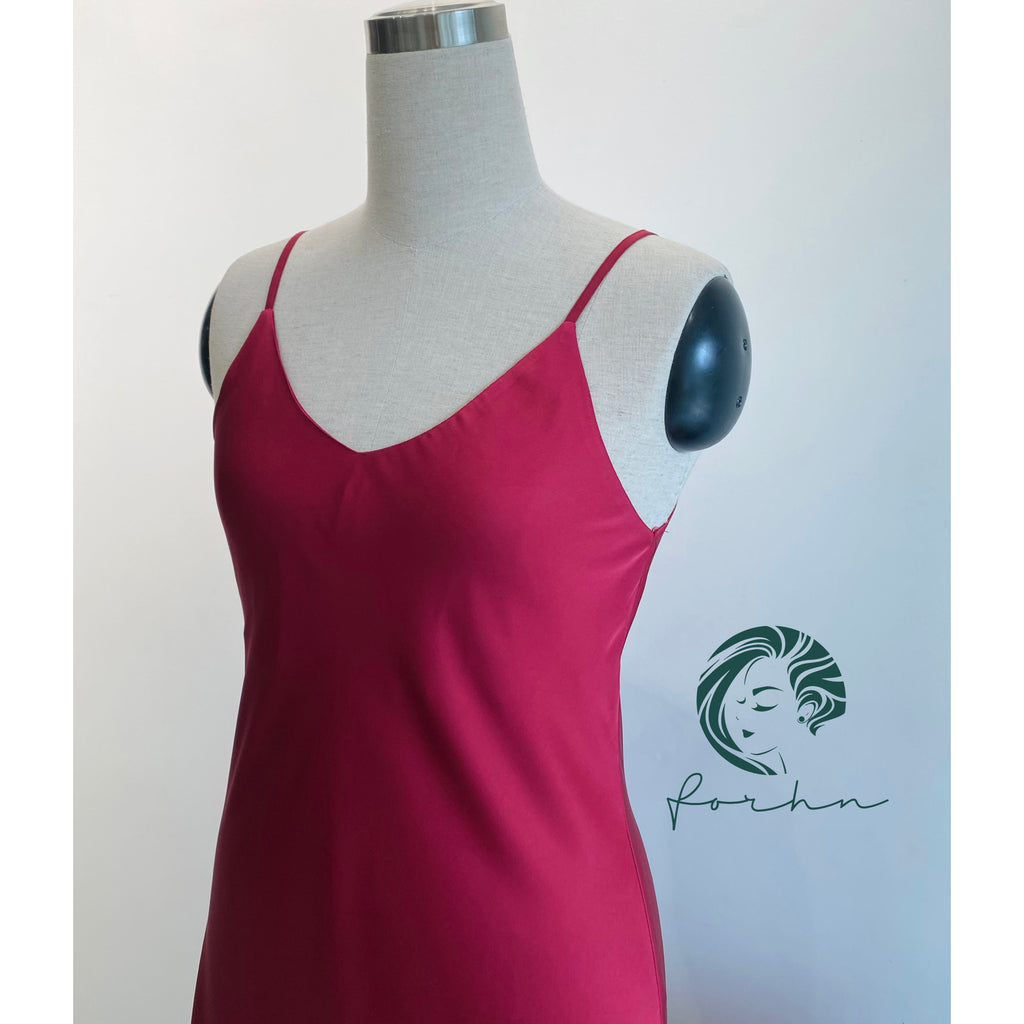 Melanie Silky Satin Maxi Slip Dress, Women Summer Cami Dress, Bridesmaid Outfit