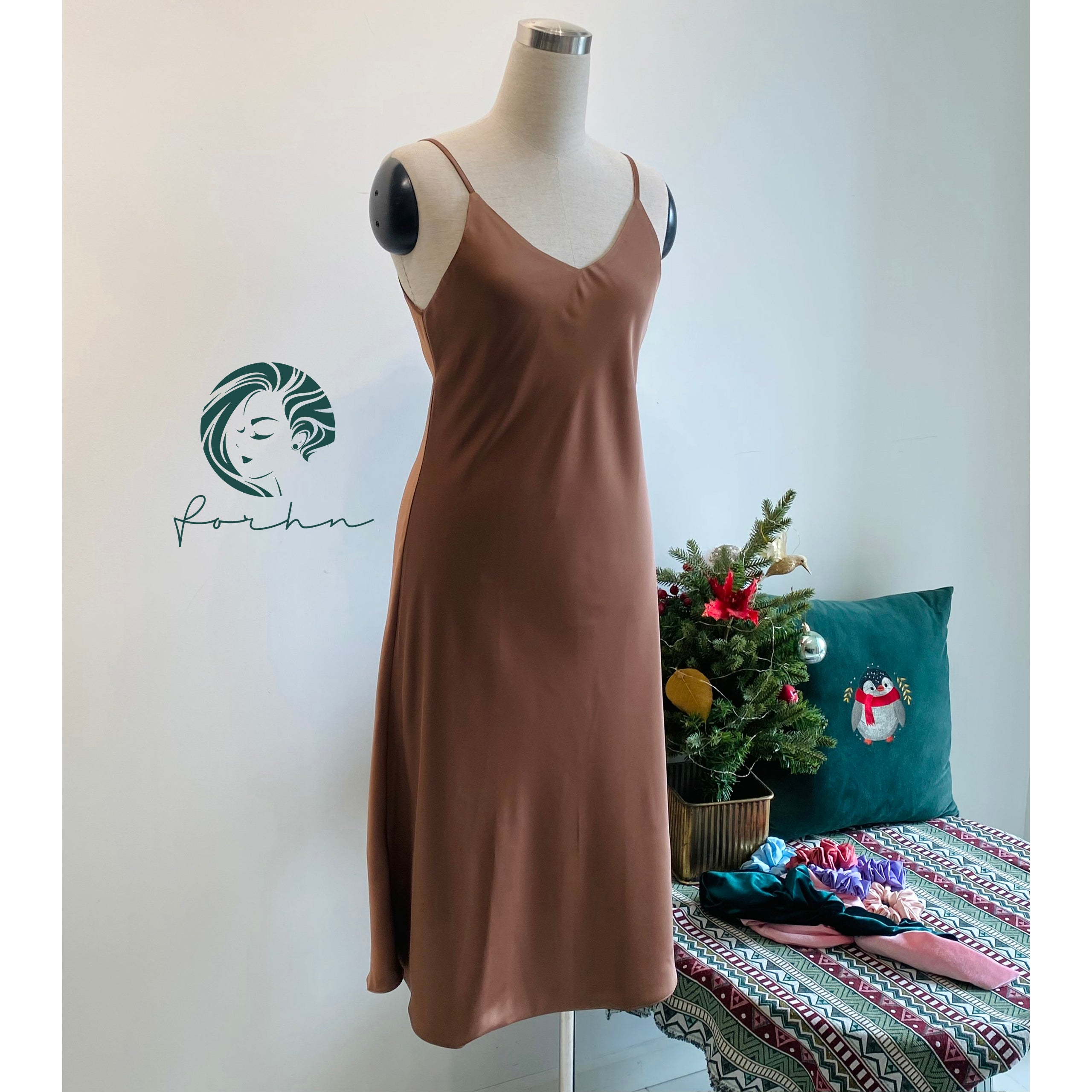 Melanie Silky Satin Maxi Slip Dress, Women Summer Cami Dress, Bridesmaid Outfit